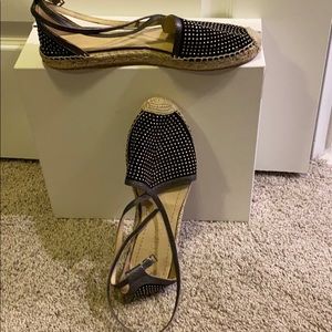 Jimmy Choo Gently worn wrap around espadrilles